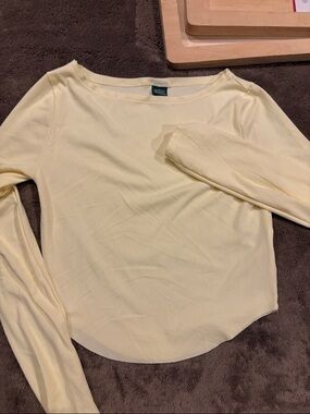 wild fable Pale Yellow Ribbed Boatneck Long-Sleeve Top